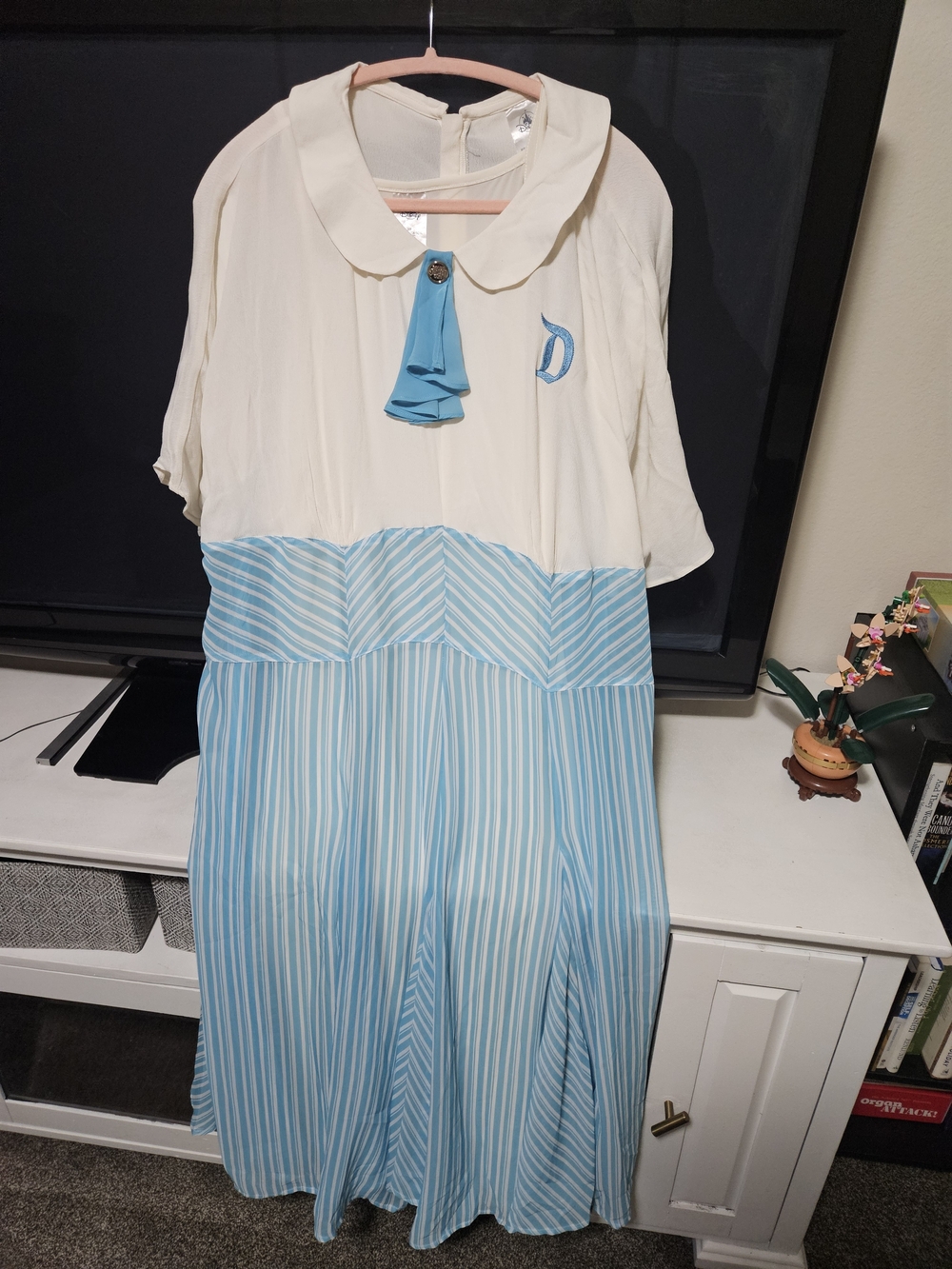 Disney Dapper Dans Cream and Light Blue Striped Dress with Peter Pan Collar